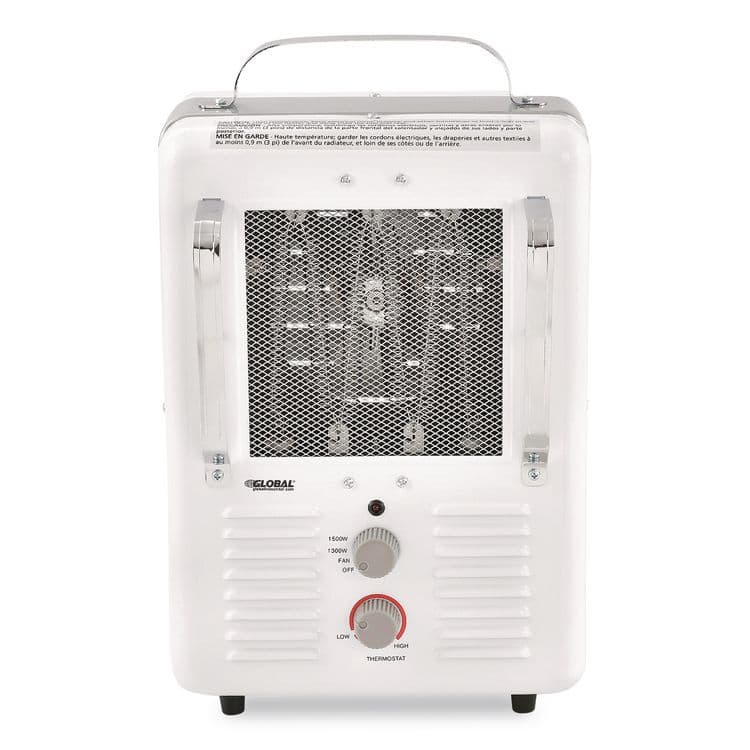 GLOBAL INDUSTRIAL Portable Milkhouse Style Electric Heater, 1,500 W, 8 x 10.25 x 15.75, White (GBE246098) thumbnail 2
