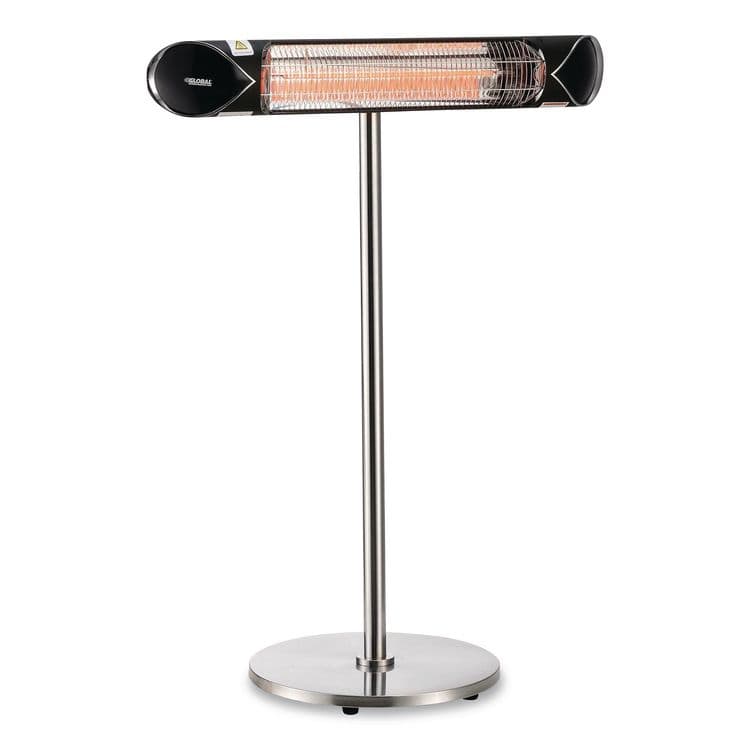 GLOBAL INDUSTRIAL Infrared Patio Heater Free Standing with Remote Control, 1,500 W, 35.38 x 5.13 x 42 to 82, Black (GBE246722)