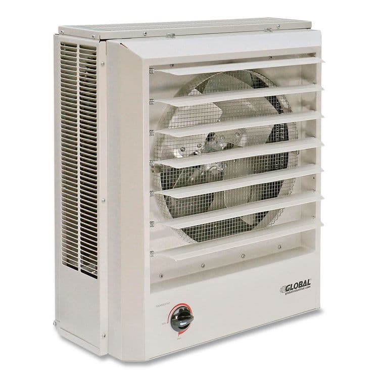 GLOBAL INDUSTRIAL Unit Heater Horizontal or Vertical Downflow, Multi-Watt, 7,500 W, 19 x 8.5 x 21.43, White (GBE246132)