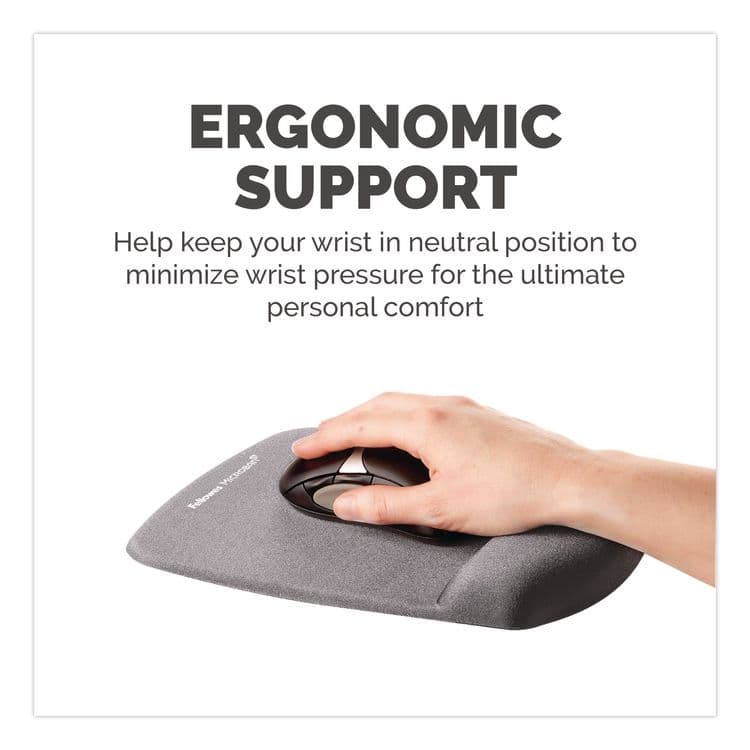 FELLOWES MFG. CO. PlushTouch Mouse Pad with Wrist Rest, 7.25 x 9.38, Graphite (FEL9252201) thumbnail 4