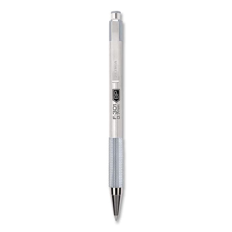 ZEBRA PEN CORP. F-301 Signature Series Earthy Tones Ballpoint Pen, Retractable, Fine 0.7 mm, Black Ink, Pewter Barrel, 4/Pack (ZEB27214) thumbnail 2