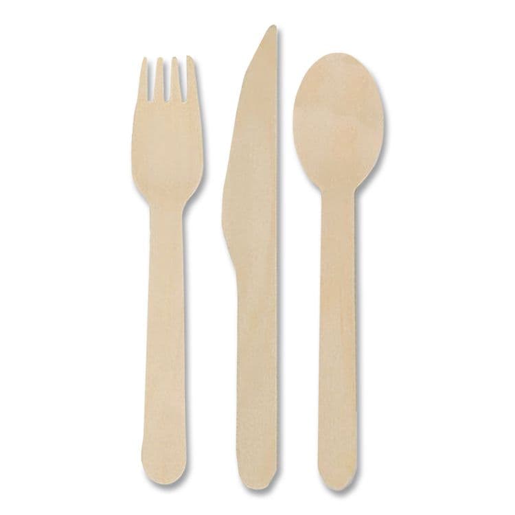 HOFFMASTER Pre-Rolled Caterwrap Kraft Napkins with Wood Cutlery, Fork/Knife/Napkin/Spoon, Plastic, Brown, 100/Carton (HFM120030) thumbnail 3