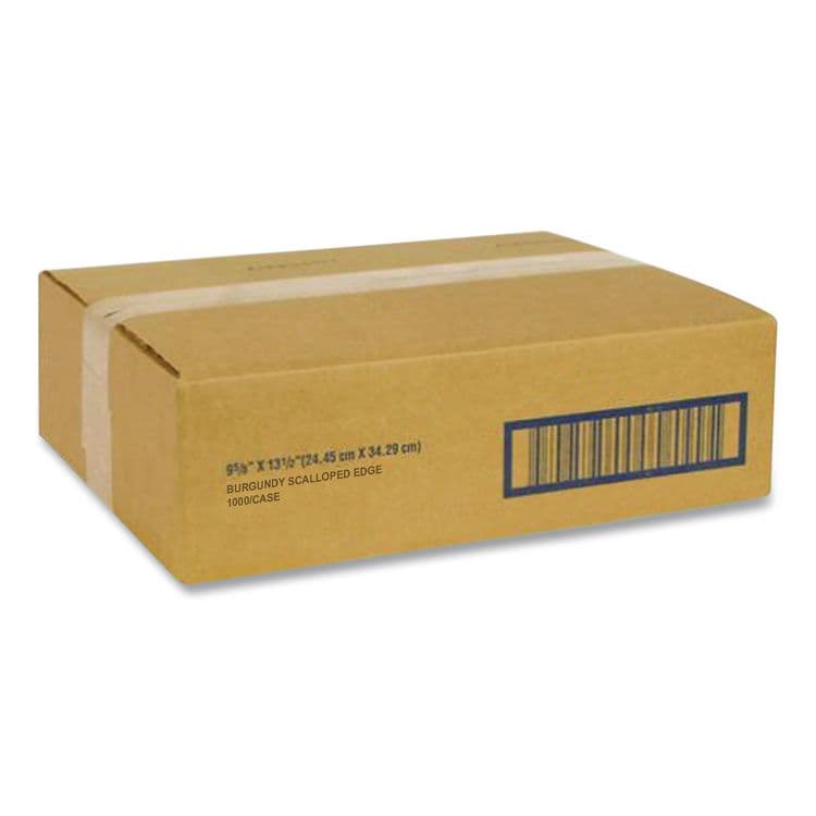 HOFFMASTER Placemats, Smooth Surface, Scalloped Edges, 13.5" x 9.5", Burgundy, 1,000/Carton (HFM310524) thumbnail 3