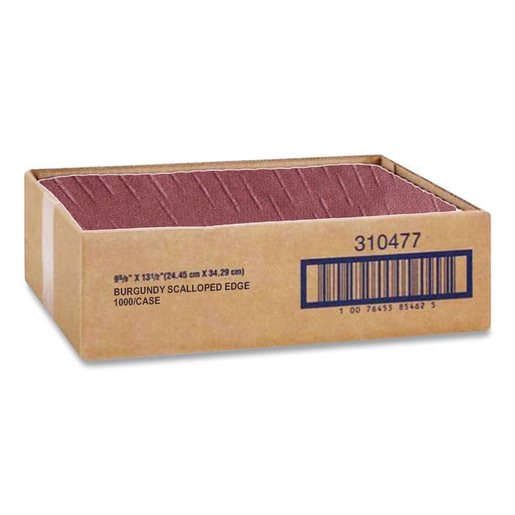 HOFFMASTER Placemats, Smooth Surface, Scalloped Edges, 13.5" x 9.5", Burgundy, 1,000/Carton (HFM310524) thumbnail 4