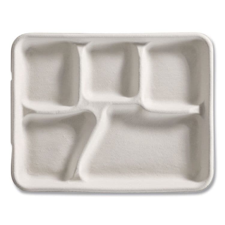 HUHTAMAKI Savaday Molded Fiber Dinnerware, 5-Compartment Plate, Paper, 10.5" dia, White, 250/Carton (HUH21040) thumbnail 3