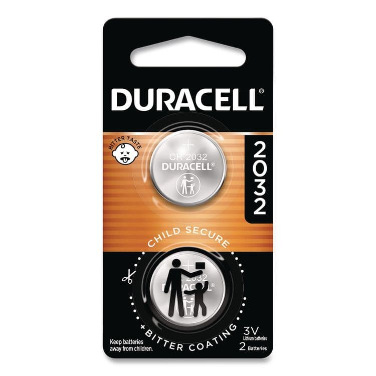 DURACELL PRODUCTS COMPANY Lithium Coin Batteries With Bitterant, 2032, 2/Pack (DURDL2032B2PK)