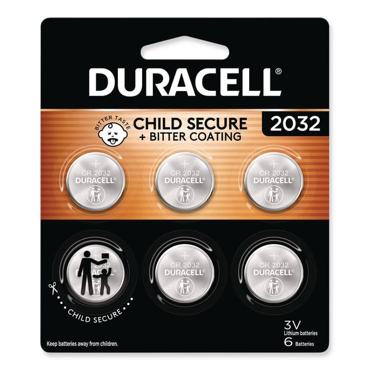DURACELL PRODUCTS COMPANY Lithium Coin Batteries With Bitterant, 2032, 6/Pack (DURDL2032B6PK)