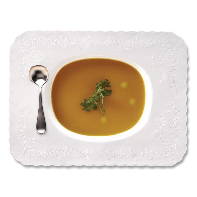 HOFFMASTER Scalloped Edge Traymat, Anniversary Embossed Surface, 19" x 14", White, 1,000/Carton (HFMTC8704472) thumbnail 3