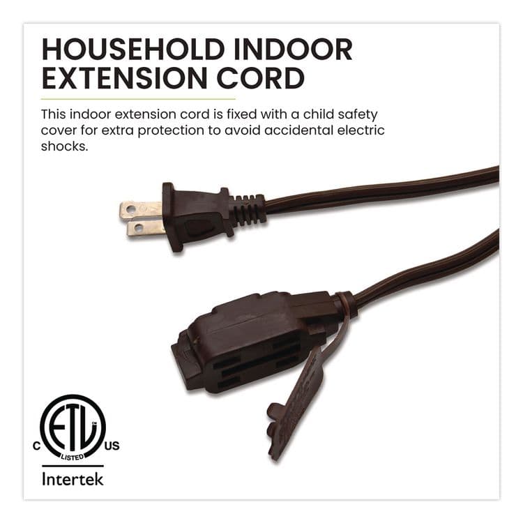 GOGREEN POWER Household Extension Cord, 15 ft, 13 A, Brown, 3/Pack (GGPGG248153) thumbnail 3