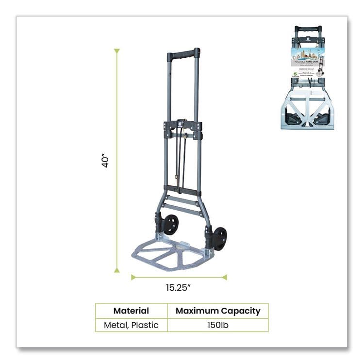 GOGREEN POWER Luggage Cart ,150 lbs Capacity, 40 x 15.25 x 16.5, Gray (GGPTR1800) thumbnail 2