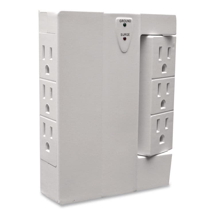 GOGREEN POWER 6 Outlet Swivel Wall Tap with Surge Protection, 1,000 J, White (GGPGG16310TSW)