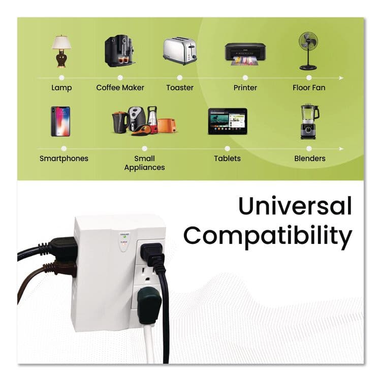 GOGREEN POWER 6 Outlet Swivel Wall Tap with Surge Protection, 1,000 J, White (GGPGG16310TSW) thumbnail 4