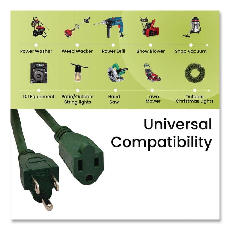 GOGREEN POWER 16 AWG Outdoor Extension Cord, 25 ft, 13 A, Green (GGPGG13725GN) thumbnail 4