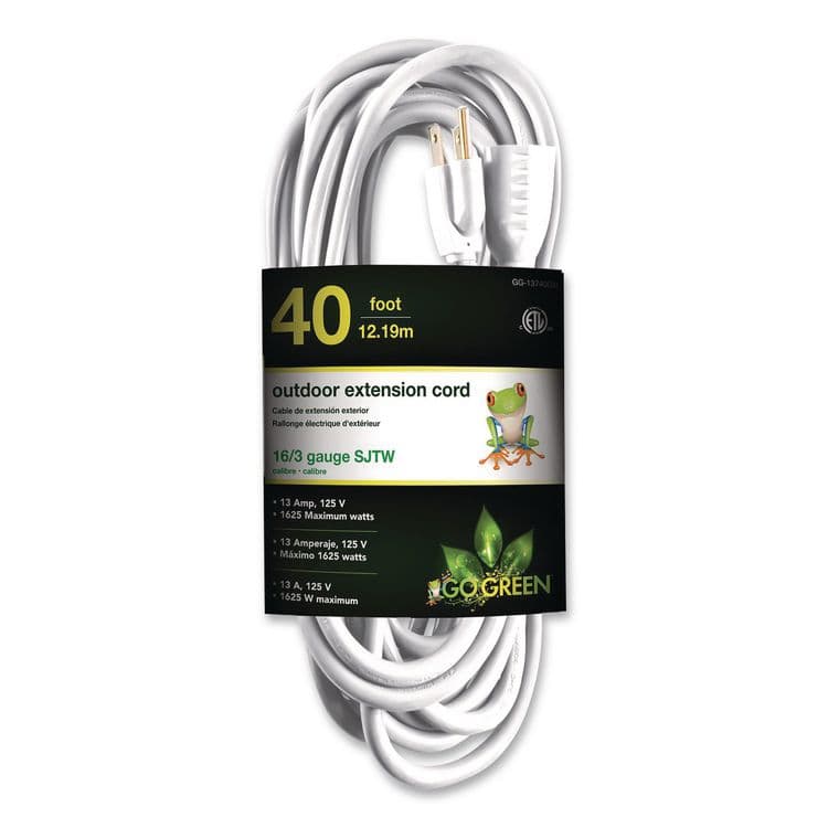 GOGREEN POWER 16 AWG Outdoor Extension Cord, 40 ft, 13 A, White (GGPGG13740WH)