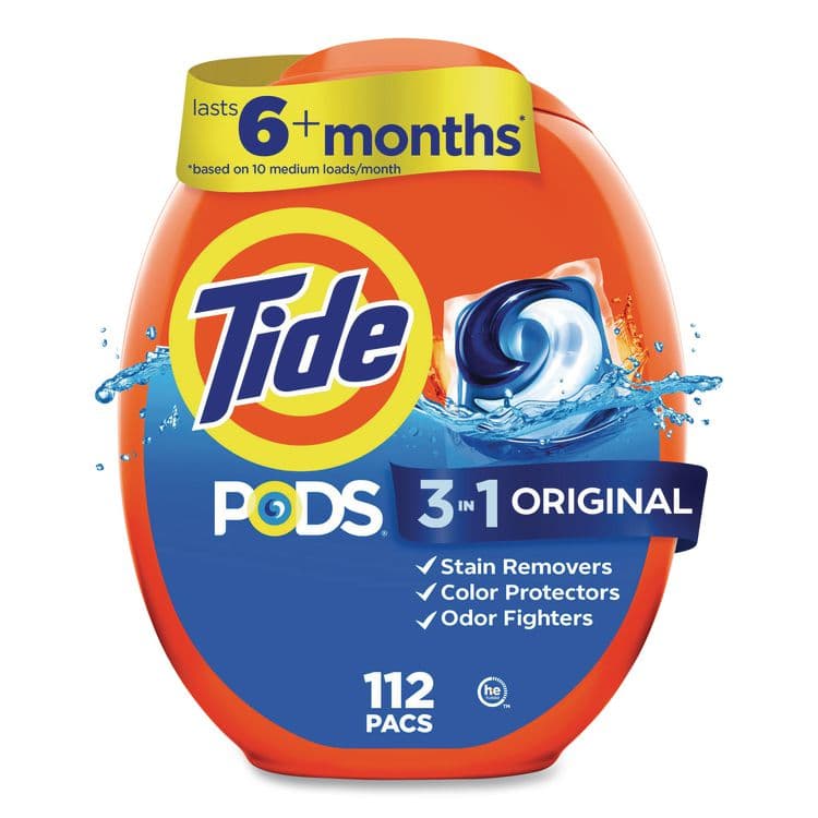 PROCTER & GAMBLE Pods, HE Compatible, Tide Original, 85 oz, 112 Pods/Tub, 4 Tubs/Carton (PGC03243) thumbnail 2