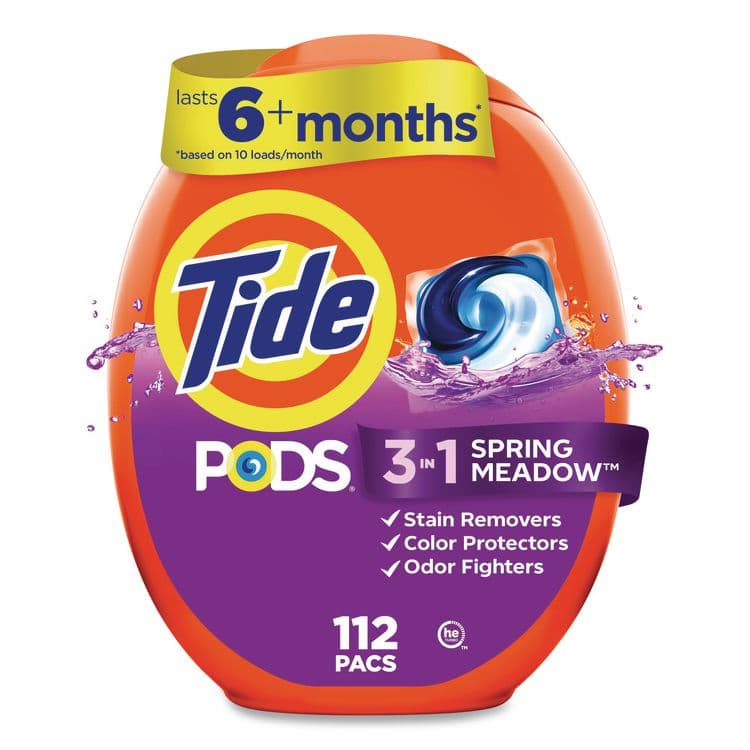PROCTER & GAMBLE Pods, HE Compatible, Spring Meadow, 85 oz, 112 Pods/Tub, 4 Tubs/Carton (PGC03250) thumbnail 2
