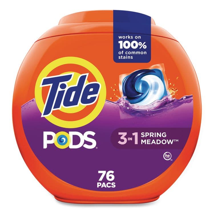 PROCTER & GAMBLE PODS Laundry Detergent, HE Compatible, Spring Meadow, 57 oz Tub, 76 Pacs/Tub (PGC09166EA) thumbnail 2