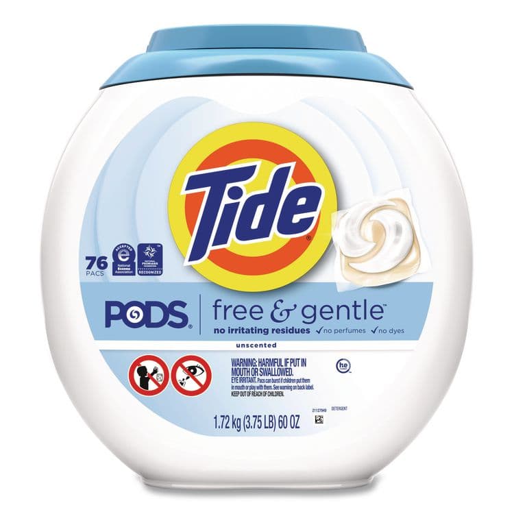 PROCTER & GAMBLE PODS Laundry Detergent, Free and Gentle, HE Compatible, 56 oz Tub, 76 Pacs/Tub, 4 Tubs/Carton (PGC09488CT) thumbnail 2