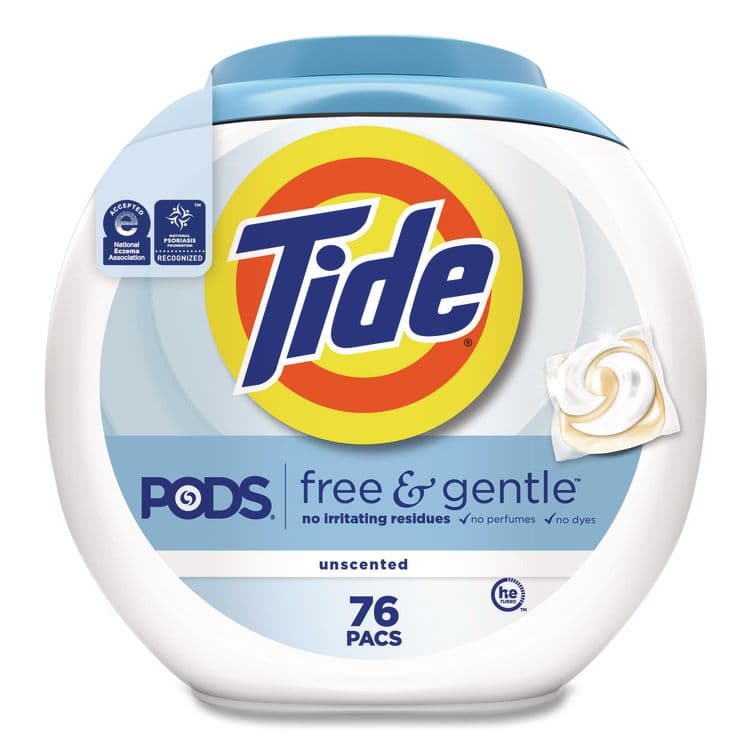 PROCTER & GAMBLE PODS Laundry Detergent, Free and Gentle, HE Compatible, 56 oz Tub, 76 Pacs/Tub, 4 Tubs/Carton (PGC09488CT) thumbnail 3