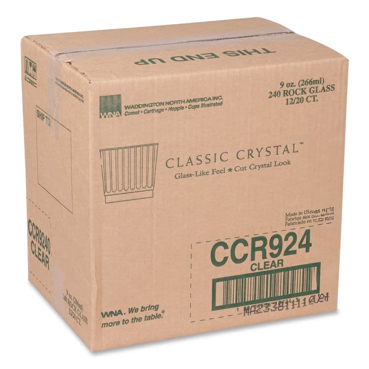 WNA, . Classic Crystal Plastic Tumblers, 9 oz, Clear, Fluted, Rocks Squat, 20/Pack, 12 Packs/Carton (WNACCR9240) thumbnail 3