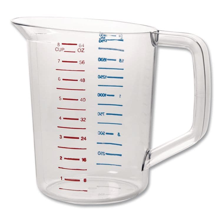 RUBBERMAID COMMERCIAL PROD. Bouncer Measuring Cup, 2 qt, Plastic, Clear (RCP3217CLE)