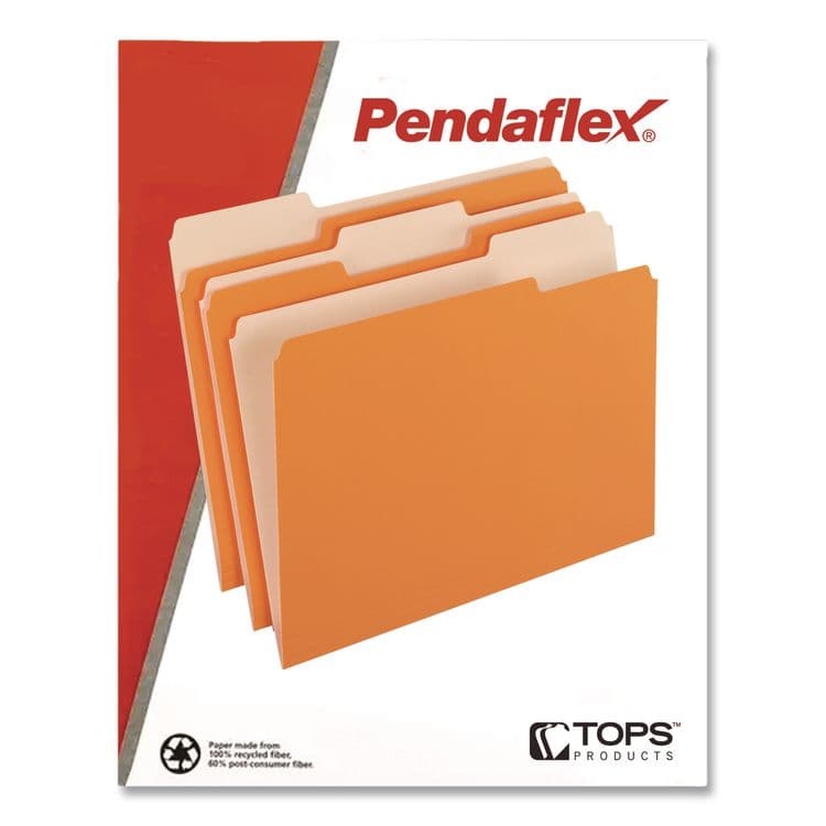 TOPS BUSINESS FORMS Interior File Folders, 1/3-Cut Tabs: Assorted, Letter Size, Orange, 100/Box (PFX421013ORA) thumbnail 3