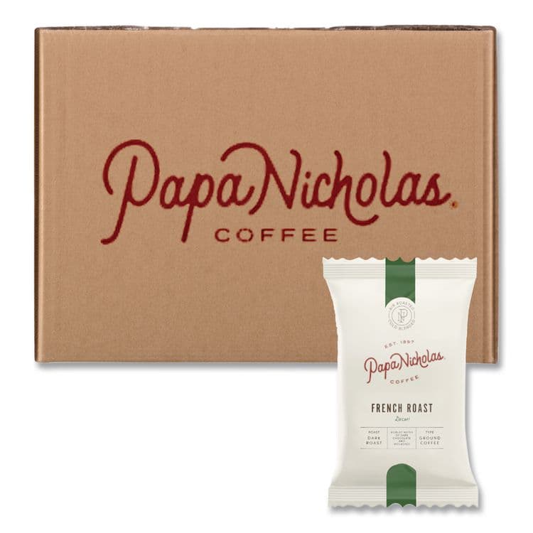 PAPANICHOLAS COFFEE Premium Coffee, Decaffeinated French Roast, 18/Carton (PCO25186)
