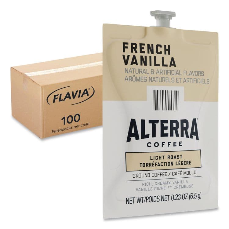 LAVAZZA Alterra French Vanilla Coffee Freshpack, 100/Carton (LAV48009)