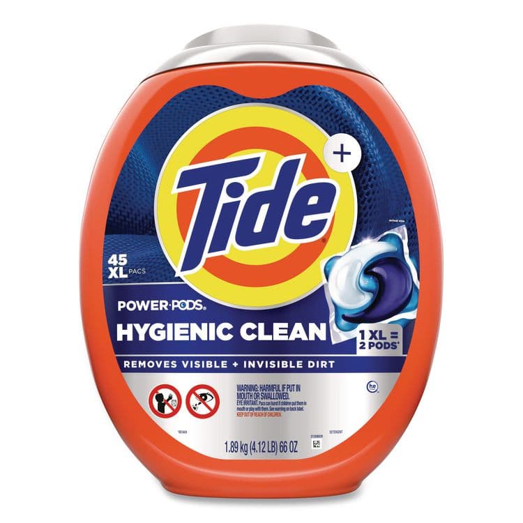PROCTER & GAMBLE Hygienic Clean Heavy 10x Duty Power Pods, HE Compatible, Original Scent, 66 oz Tub, 45 Pods, 4/Carton (PGC09163) thumbnail 2
