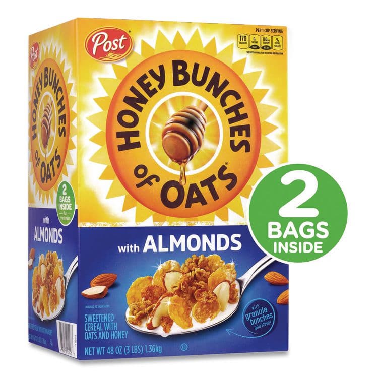 POST HOLDINGS Honey Bunches of Oats with Almonds, 2 Bags/Box, 48 oz Box (GRR22002622) thumbnail 2