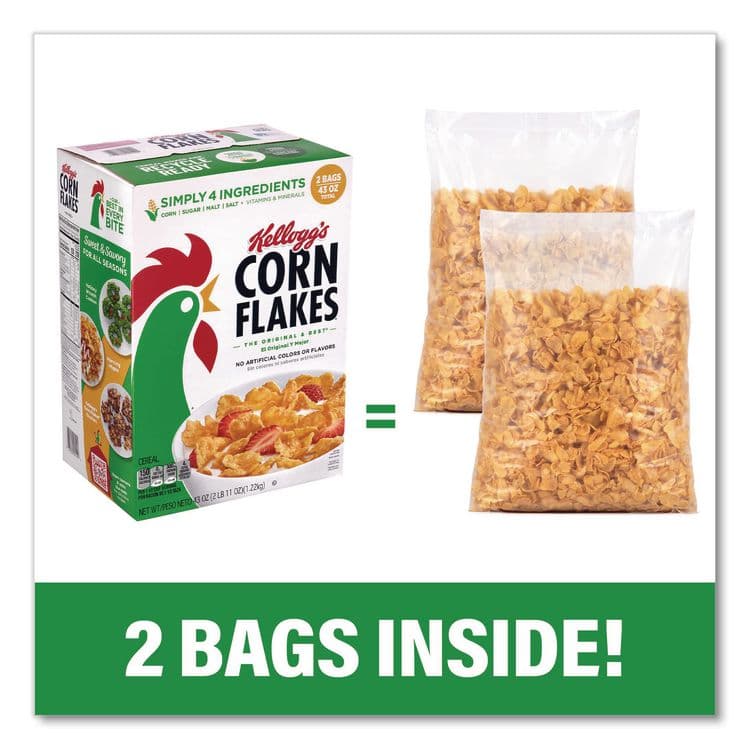 KELLOGG'S Corn Flakes Cereal, 2 Bags/Box, 43 oz Box (GRR22002626) thumbnail 3