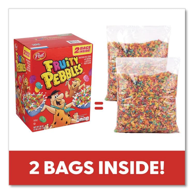 POST HOLDINGS Fruity Pebbles Crispy Rice Cereal, 2 Bags/Box, 38 oz Box (GRR22002627) thumbnail 3