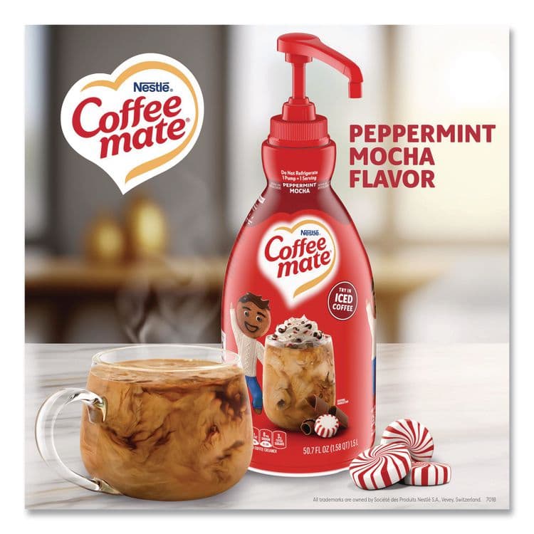 NESTLE Liquid Coffee Creamer, Peppermint Mocha, 1.5 L Pump Bottle (NES29600) thumbnail 2