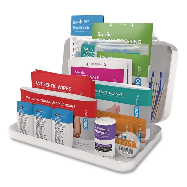 AERO HEALTHCARE 10 Series First Aid Kit, 72 Pieces, Metal Case (AOHAK10T)