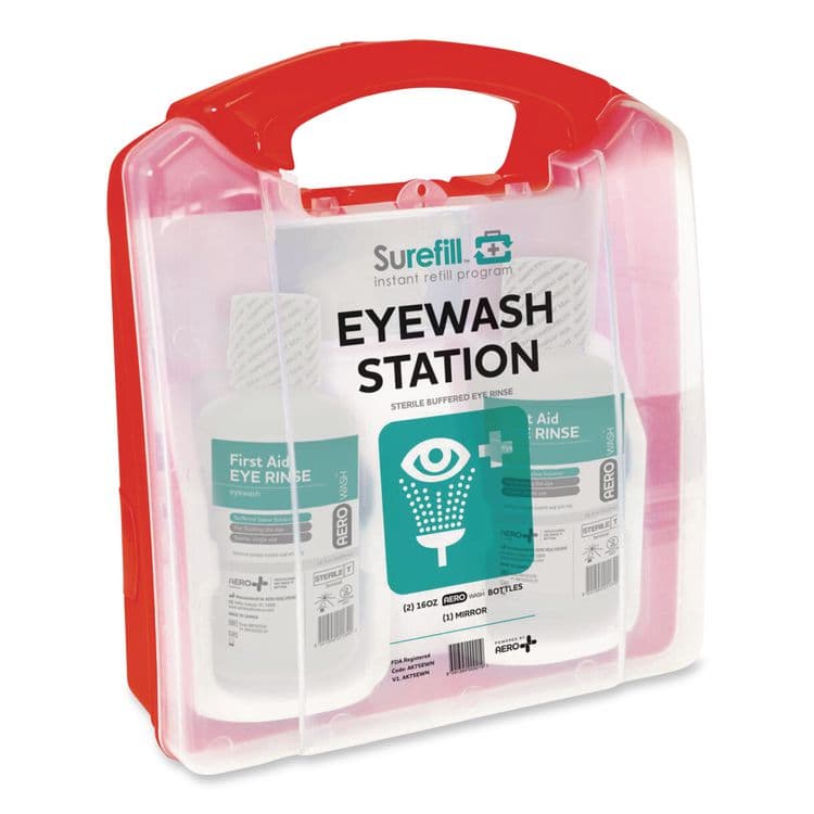 AERO HEALTHCARE Emergency Eyewash Station 75 Series, 16 oz Bottle, 2 Bottles/Station, 4 Stations/Carton (AOHAK75EWN)