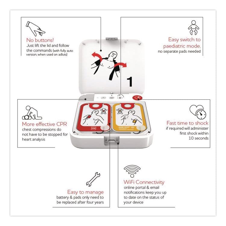 AERO HEALTHCARE LIFEPAK CR2 Wi-Fi Defibrillator, Fully Automatic, English/Spanish, Handle (AOH99512001268) thumbnail 2