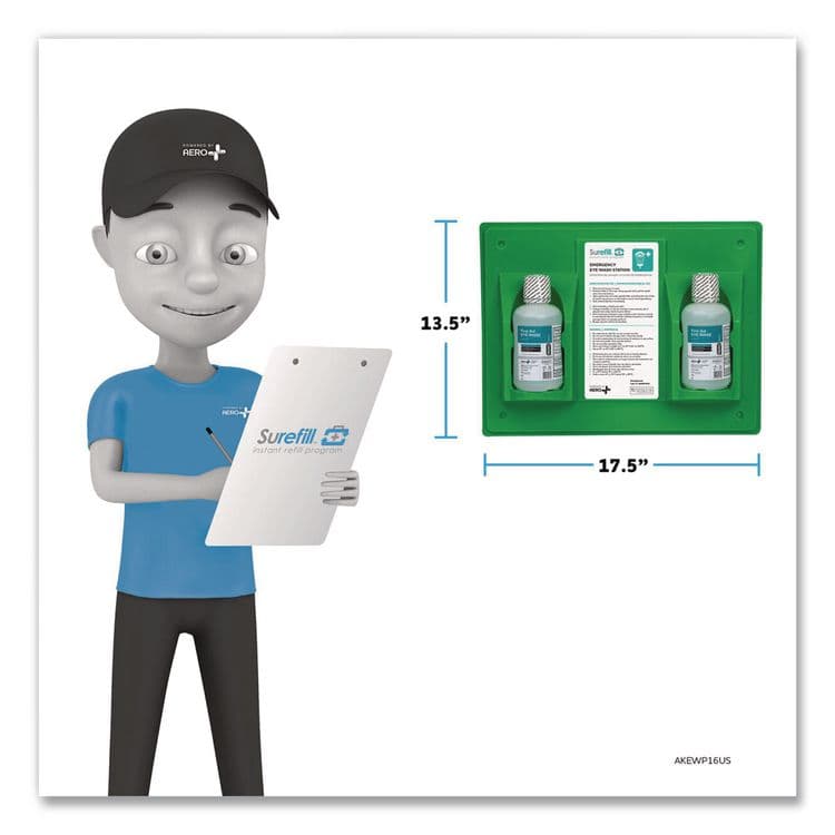 AERO HEALTHCARE Emergency Eyewash Station, 16 oz Bottle, 2 Bottles/Station (AOHAKEWP16US) thumbnail 4