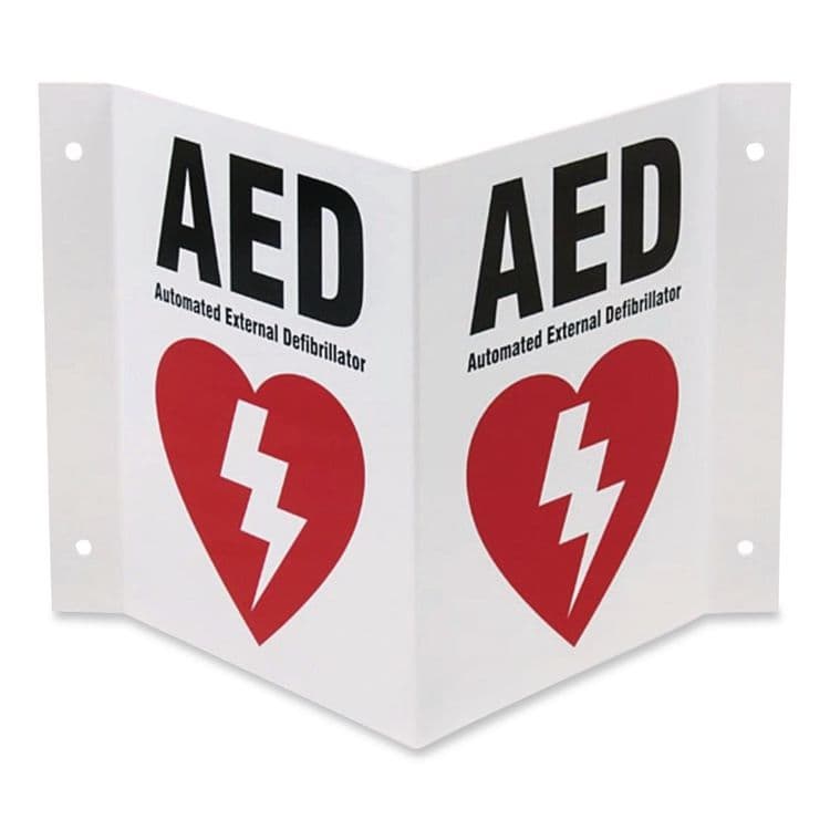 AERO HEALTHCARE AED Three-View Wall Sign, 10" x 5.25" x 9" (AOHCA01)