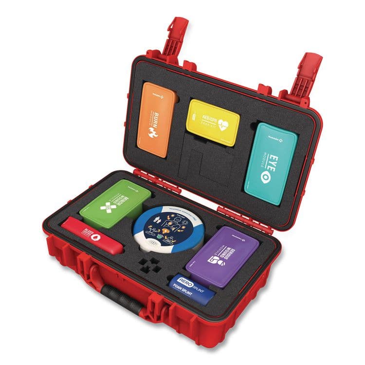 AERO HEALTHCARE Trauma Kit with HeartSine 350P and Bleed Control - XL Rugged Hard Case, 296 Pieces (AOHM6004)