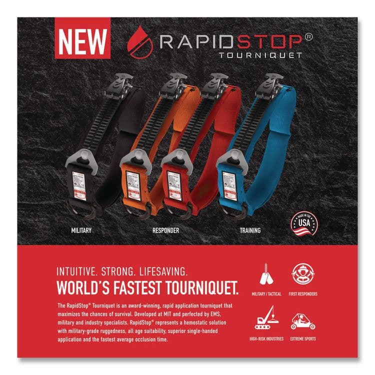 AERO HEALTHCARE Tourniquet, High-Strength Polymer; Nylon; Velcro, 1.5 x 7.5, Red (AOHRST103) thumbnail 2