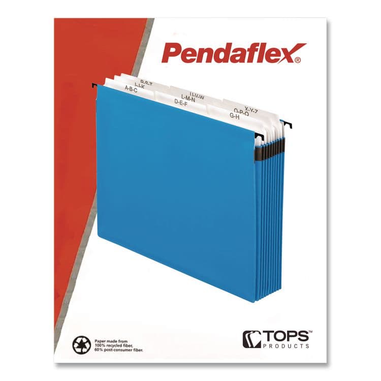 TOPS BUSINESS FORMS SureHook Nine-Section Hanging Folder, 9 Sections, 5.25" Capacity, Letter Size, 1/5-Cut Tabs, Blue (PFX59225) thumbnail 2