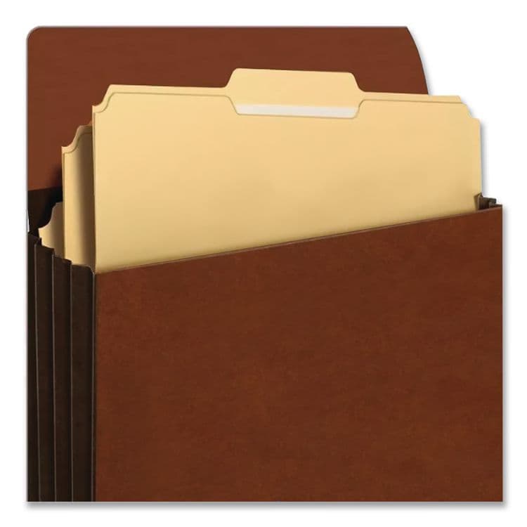 TOPS BUSINESS FORMS Premium Reinforced Expanding Wallet, 5.25" Expansion, 1 Section, Elastic Cord Closure, Legal Size, Red Fiber (PFX60575) thumbnail 3