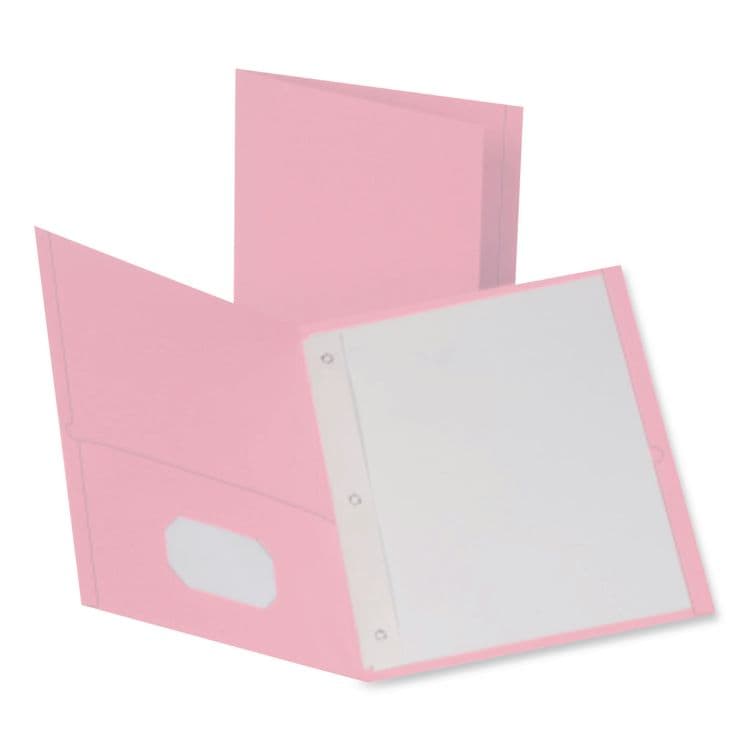 TOPS BUSINESS FORMS Pink Ribbon Twin-Pocket Folder with Prong Fasteners, Accommodates (135) 11 x 8.5 Sheets, Pink, 25/Box (OXF57768)