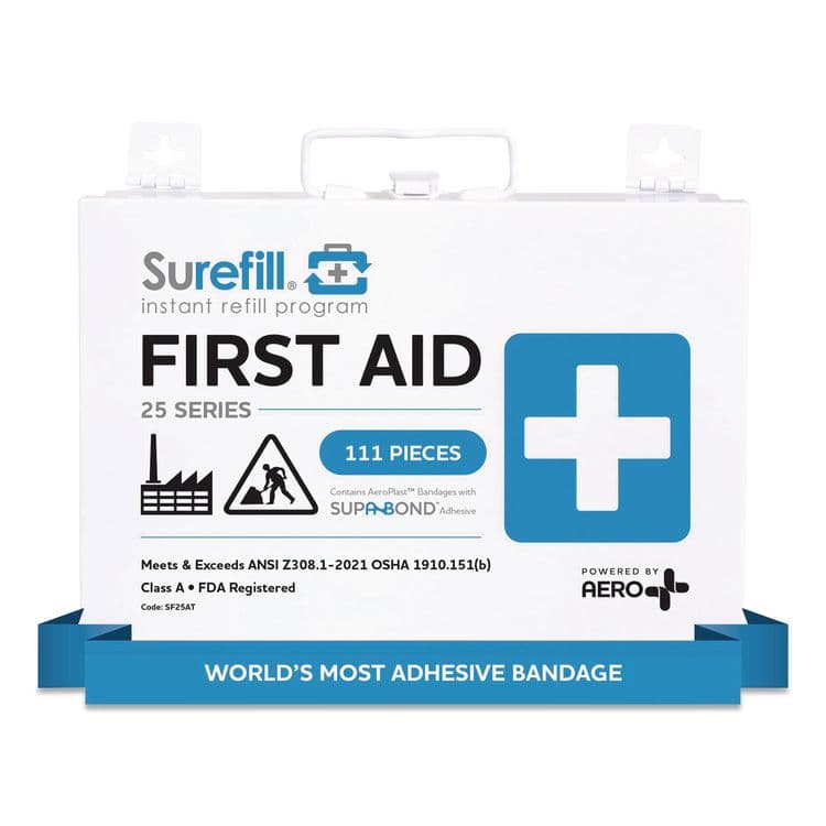 AERO HEALTHCARE 25 ANSI 2021 A+ First Aid Kit with Metal Case, 111 Pieces (AOHSF25AT) thumbnail 2