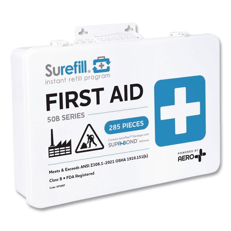 AERO HEALTHCARE 50 Series ANSI B First Aid Kit - Metal Case, 50 Person, 285 Pieces (AOHSF50BT)