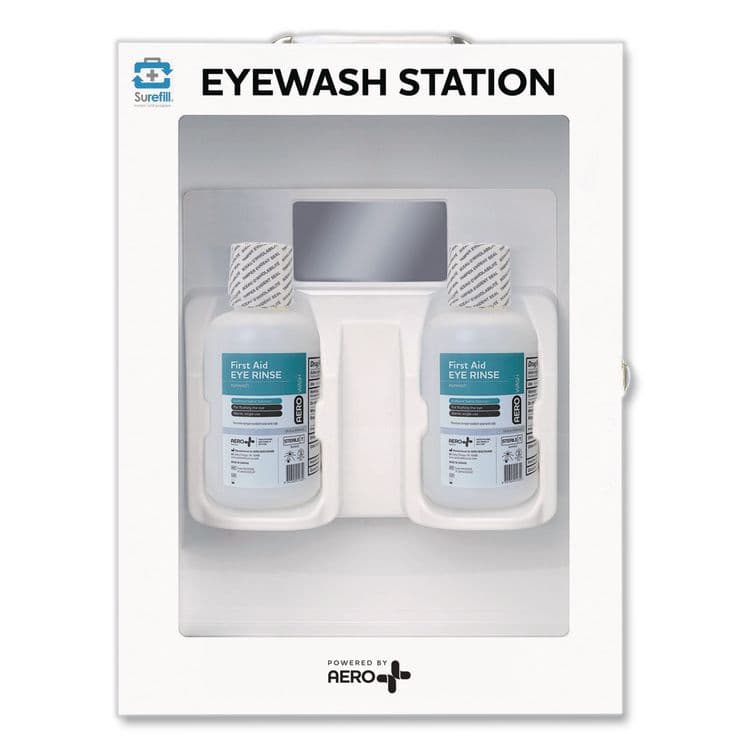 AERO HEALTHCARE Emergency Eyewash Station Wall Cabinet, 16 oz Bottle, 2 Bottles/Station (AOHSFCESUS)