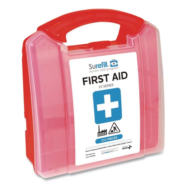 AERO HEALTHCARE 25 Series ANSI A+ First Aid Kit - Plastic Retail Case, 25 Person, 111 Pieces (AOHSF25ANR)