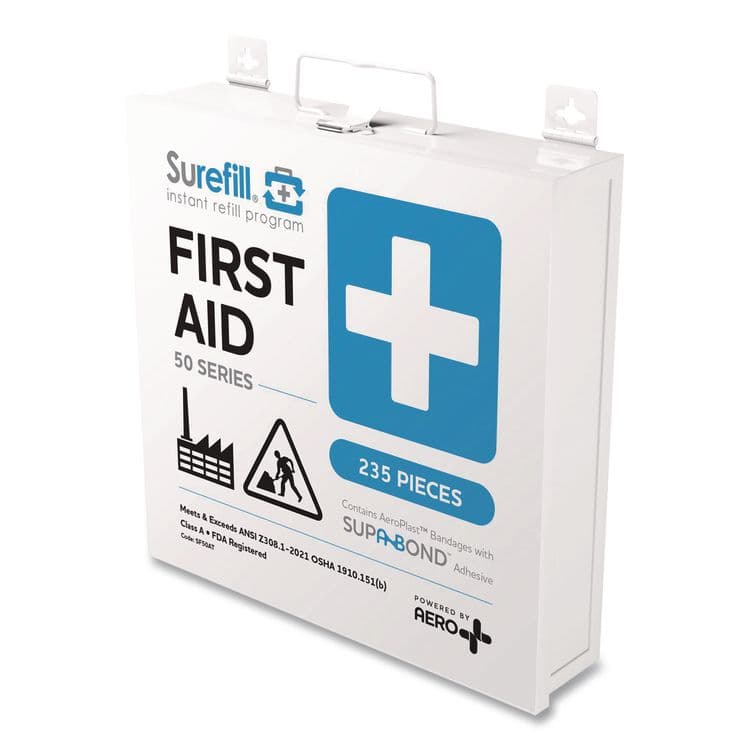 AERO HEALTHCARE 50 Series ANSI A+ First Aid Kit - Metal Case, 50 Person, 235 Pieces (AOHSF50AT)