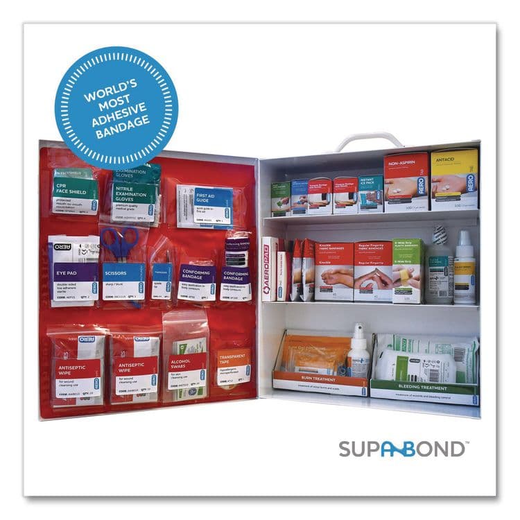 AERO HEALTHCARE 100 Series Class A 3-Shelf First Aid Cabinet - Meds 100 Person, 576 Pieces, Metal Case (AOHSF100AMT) thumbnail 2