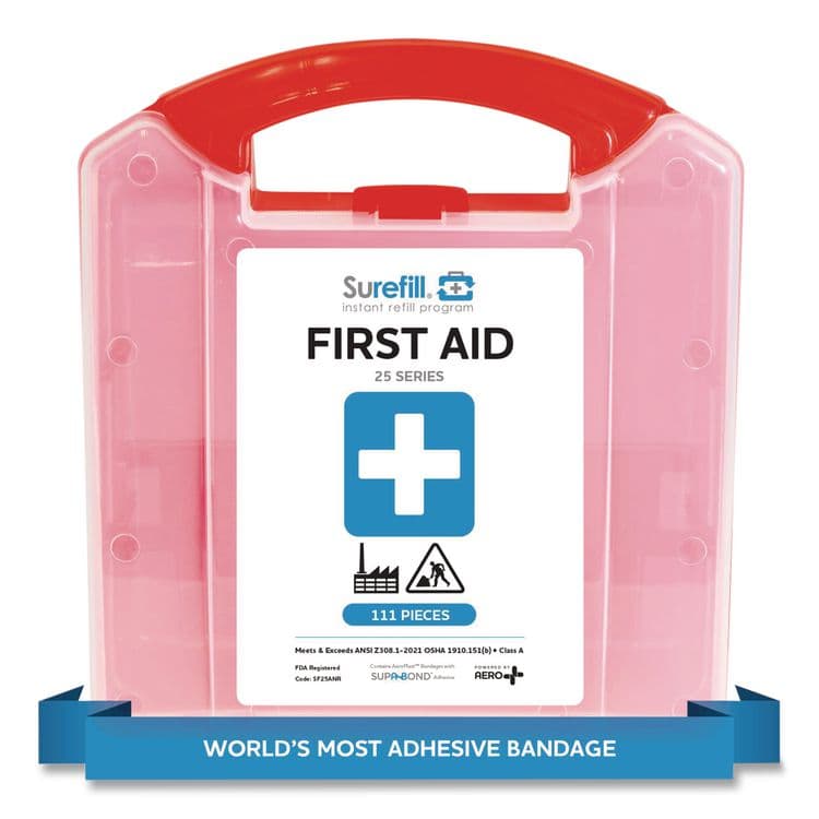 AERO HEALTHCARE 25 Series ANSI A+ First Aid Kit - Plastic Retail Case, 25 Person, 111 Pieces (AOHSF25ANR) thumbnail 2